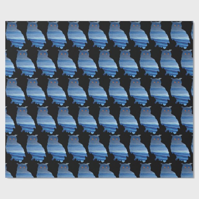 Papier Cadeau L'art de la chouette aquarelle (Plat)