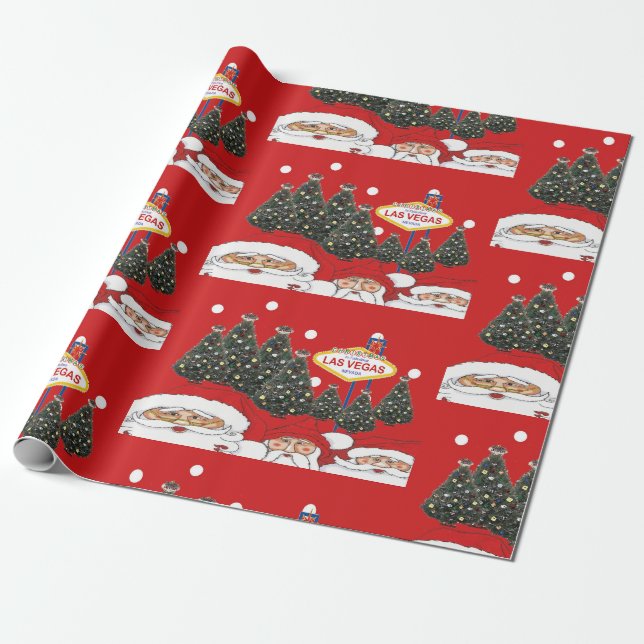 Papier Cadeau Las Vegas Santas Joyeux papier d'enveloppement de  (Déroulé)