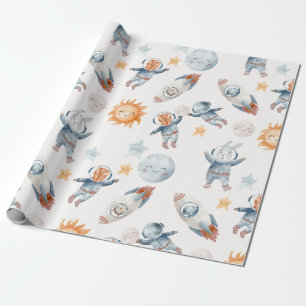 Papier Cadeau L'astronaute spatial Animaux Papier d'enveloppemen
