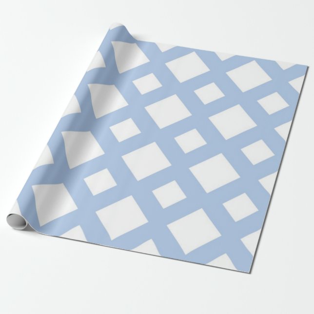 Papier Cadeau Lattice bleu clair sur blanc (Déroulé)