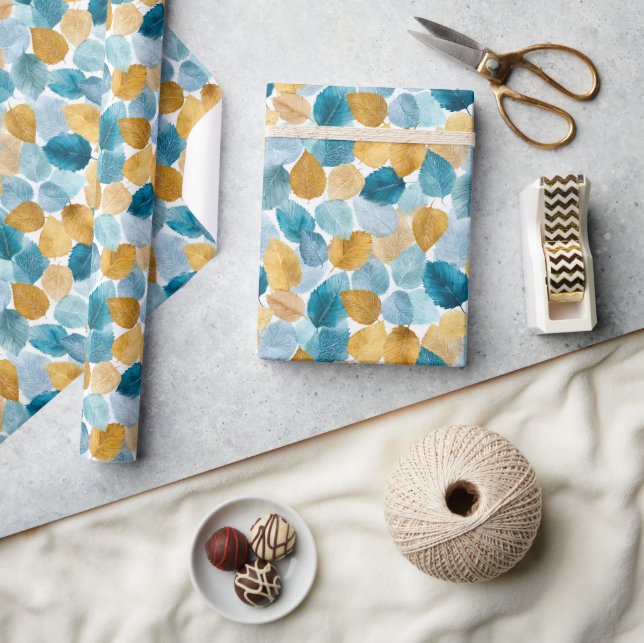 Papier Cadeau L'automne moderne laisse l'aquarelle Motif sans co (Artisanat)