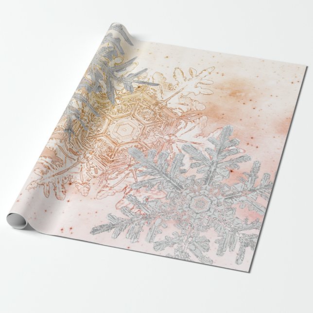 PAPIER CADEAU LAVAGE DE CADEAUX BENTLEY NEWFLAKES PEACH ET GRIS (Déroulé)