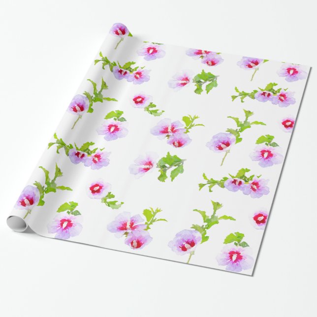 Papier Cadeau Lavande Et Fleurs Roses (Déroulé)