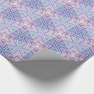 Papier Cadeau Lavande et Motif bleu géométrique Star Maze