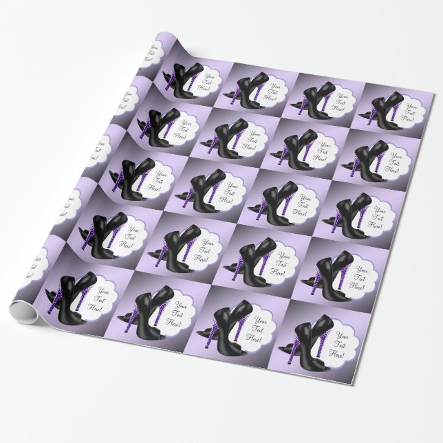 Papier Cadeau Lavande Léopard Leopard Haut talon Chaussure Cadea (Déroulé)