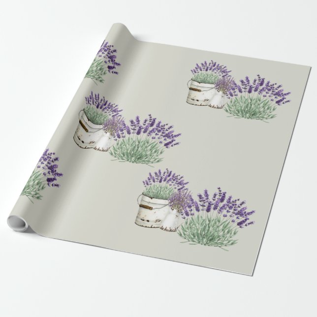 Papier Cadeau Lavande Neutre Rustique Vintage  (Déroulé)