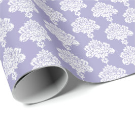 Papier Cadeau Lavande | Papier blanc à enveloppement de Damas