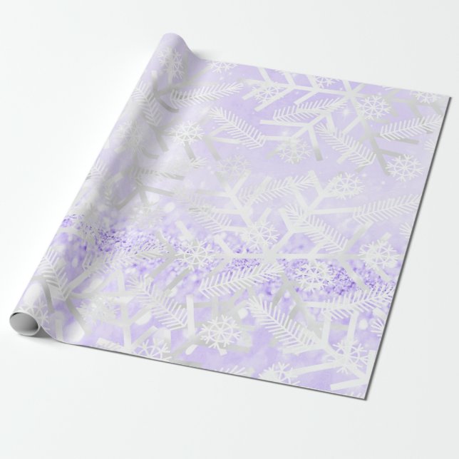 Papier Cadeau Lavande Parties scintillant Noël Fêtes de neige (Déroulé)