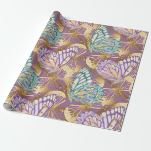 Papier Cadeau Lavande Teal pourpre et enveloppe de cadeau de