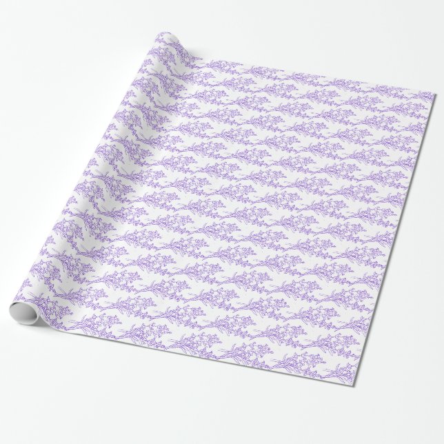Papier Cadeau Lavande tirant violet sur motif blanc (Déroulé)