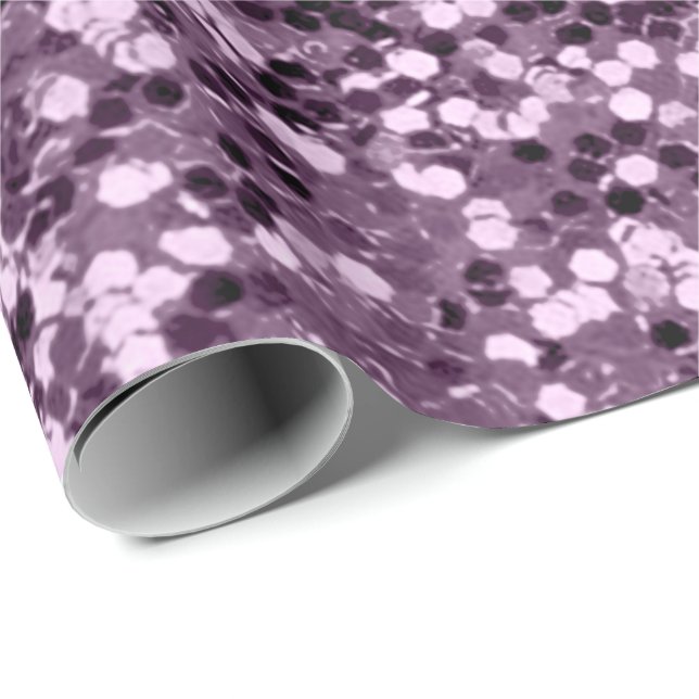 Papier Cadeau Lavender Amethyst Purple Parties scintillant Maria (Coin rond)