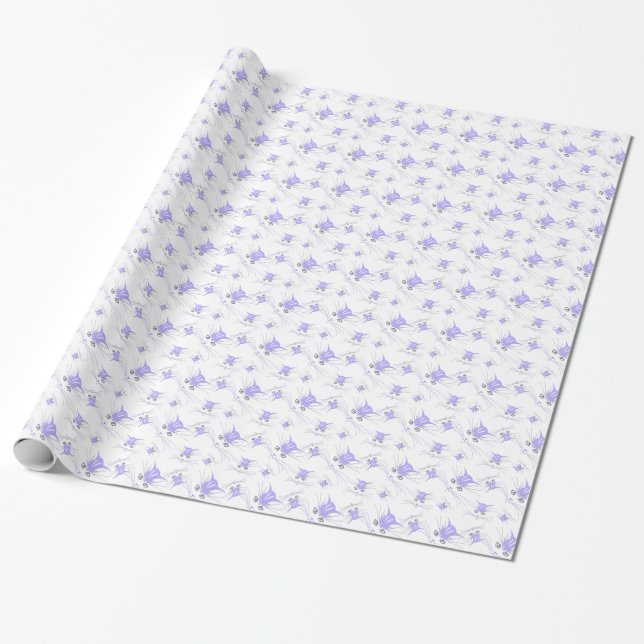 Papier Cadeau Lavender Kitty Chat Façades Papier d'enveloppement (Déroulé)