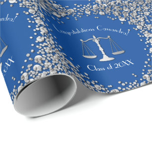 Papier Cadeau Lawyer Law School Blue Silver Graduation Party
