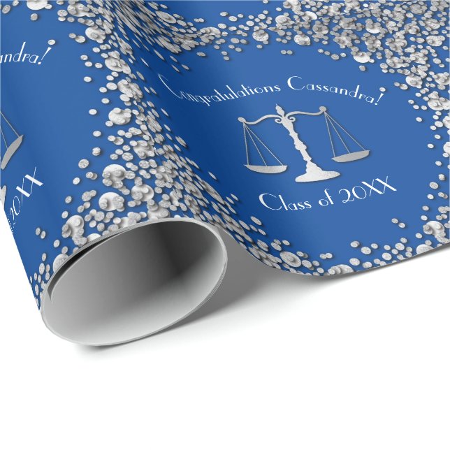 Papier Cadeau Lawyer Law School Blue Silver Graduation Party (Coin rond)