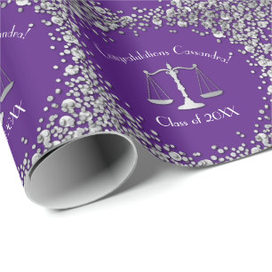 Papier Cadeau Lawyer Law School Purple Silver Graduation Party