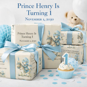 Papier Cadeau Le 1er anniversaire du Knight Boy médiéval