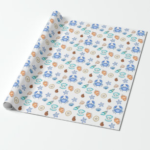 Papier Cadeau Le Baby shower De Bord De Mer Bleu