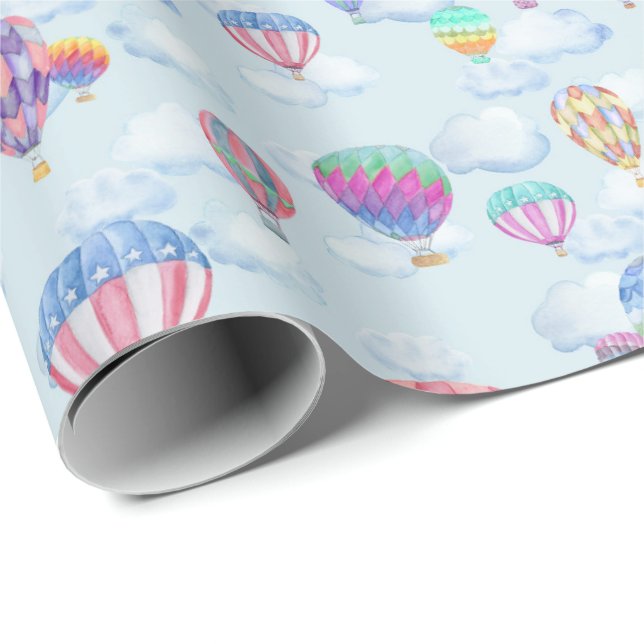 Papier Cadeau Le ballon d'air chaud dans le ciel (Coin rond)