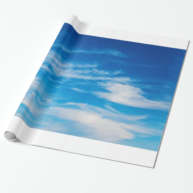 Papier Cadeau Le blanc de ciel bleu opacifie l'arrière - plan (Déroulé)