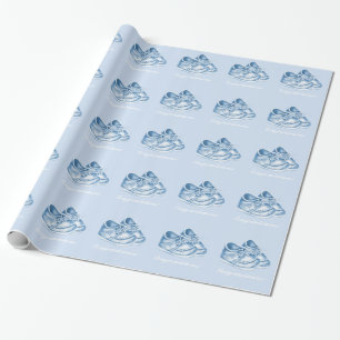 Papier Cadeau Le bleu mignon chausse le baby shower de garçons