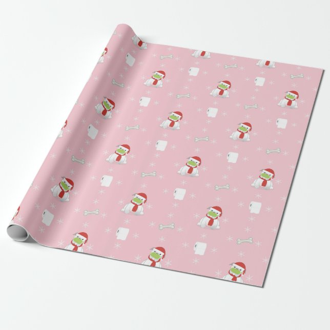 Papier Cadeau Le Bulldog au visage masqué et papier toilette Noë (Déroulé)