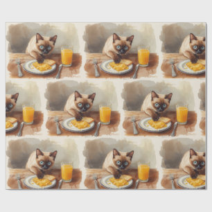 Papier Cadeau Le chat mange son petit-déjeuner 