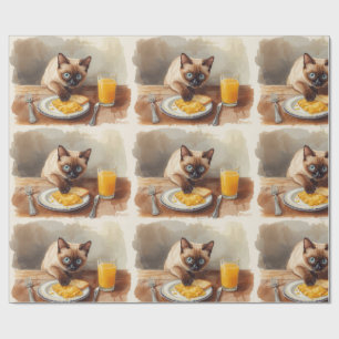 Papier Cadeau Le chat mange son petit-déjeuner 