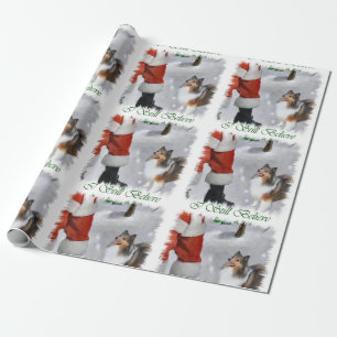 Papier Cadeau Le chien de berger de Shetland croient Noël