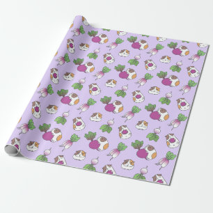 Papier Cadeau Le cochon de Guinée et le Radish dans le Motif de