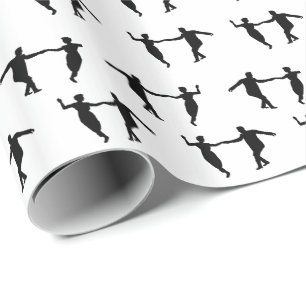 Papier Cadeau Le couple de danse d'oscillation silhouette le