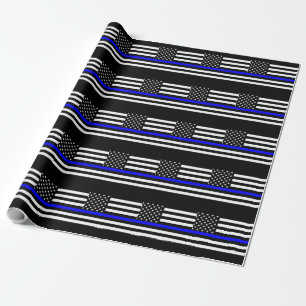 Papier Cadeau Le décor mince de drapeau américain de Blue Line
