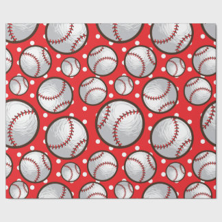 Papier Cadeau Le design rouge et blanc de Baseballs