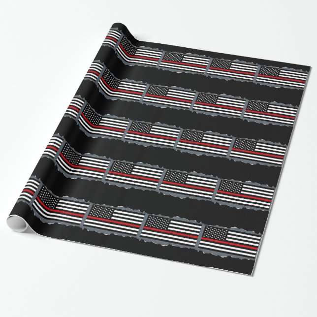 Papier Cadeau Le drapeau patriotique de sapeur-pompier arraché (Déroulé)