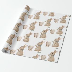 Papier Cadeau Le garçon de Bunny Première fête des dents