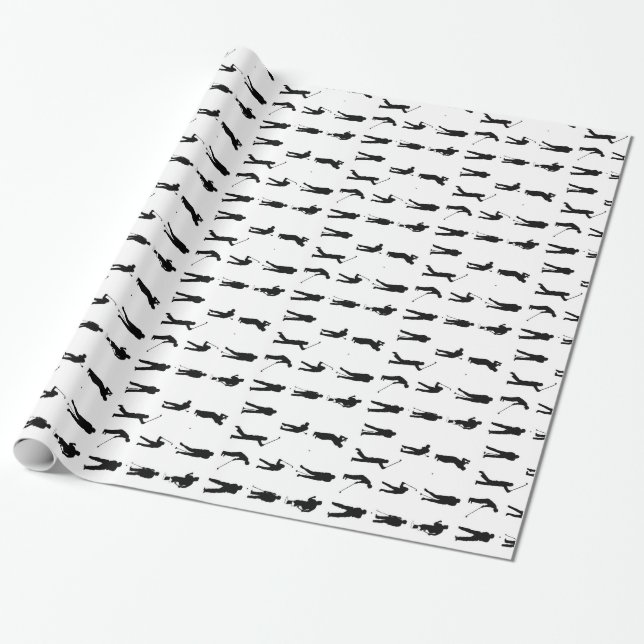 Papier Cadeau Le golf noir et blanc pose golfeurs hommes golfeur (Déroulé)