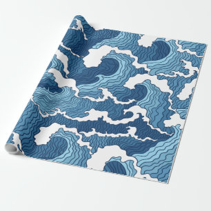 Papier Cadeau Le Grand Motif Bleu Vague