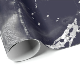 Papier Cadeau Le gris argenté de marine bleue de marbre frotte