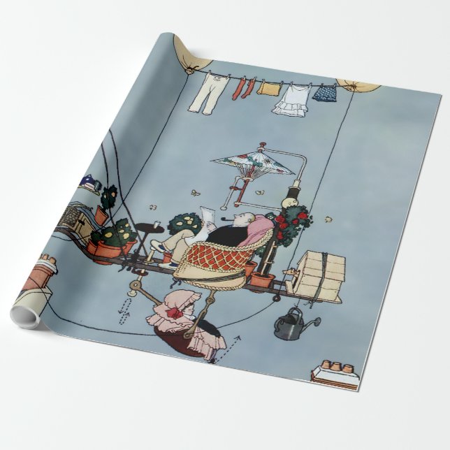 Papier Cadeau "Le Jardin Pliant" par W Heath Robinson (Déroulé)
