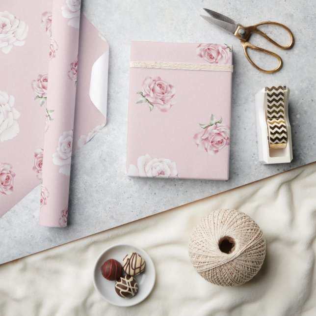 PAPIER CADEAU LE JARDIN ROSE ROSE ROSE (Artisanat)