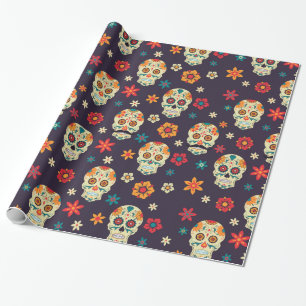 Papier Cadeau Le jour des crânes de sucre morts motif