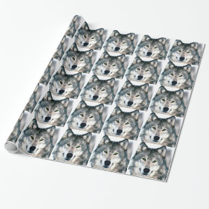 Papier Cadeau Le loup observe le poster de animal sauvage de