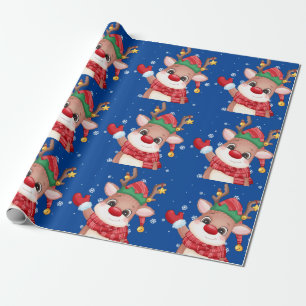 Papier Cadeau Le mignon Rudolph Le renne du nez rouge