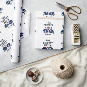 Papier Cadeau Le Monogramme Parfait Mariage de football