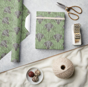 Papier Cadeau Le Motif blanc des éléphants majestueux Lotus
