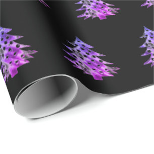 Papier Cadeau Le motif pourpre rose noir d'arbre de Noël