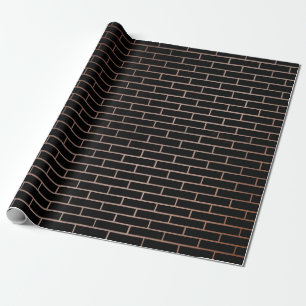 Papier Cadeau Le mur en brique noire foncée a une surface rugueu