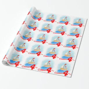 Papier Cadeau Le nom de garçons a peint l'âge de bateau à voile