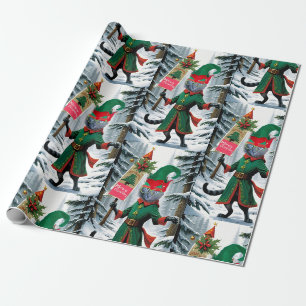 Papier Cadeau Le papier d'emballage de Noël Joyeux elfe de la fo