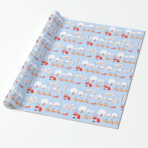 Papier Cadeau Le Père Noël arrive avec le renne