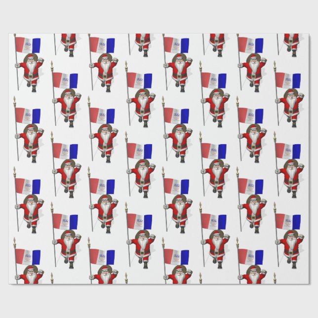 Papier Cadeau Le Père Noël Avec Le Drapeau De Cleveland (Plat)